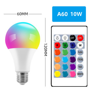หลอดไฟอัจฉริยะ A60 10W RGB LED ขั้ว E27 เปลี่ยนสีได้ ควบคุมด้วยรีโมทหรี่แสงได้ พร้อมเอฟเฟกต์แสงพิเศษ - Product Image 1