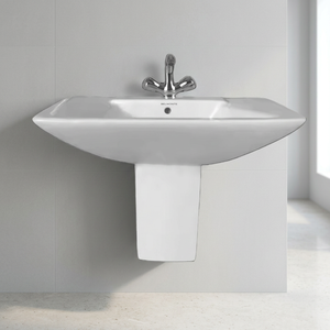 Lavabo sanitario de cerámica, producto de baño de medio pedestal, excelente calidad, precio barato, mezclador de agua para lavado a mano, semi fregadero - Product Image 1