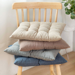 SkCotton Linen Checkered Seat Cushion Soft <b>Chair</b> Cushion For <b>Office</b> Student Stool Light Gray Light Brown Dark Gray Hazy <b>Blue</b> - Product Image 5