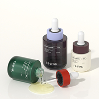 Botella de Vidrio Redonda y Corta de 15ml, 30ml, 50ml con Gotero, Frasco Vacío para Suero y Aceite Esencial, Impresión de Color Personalizada, Envase Cosmético
