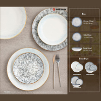 Ensemble de vaisselle de luxe classique en porcelaine polie avec logo personnalisé, 12 ou 18 pièces, design français