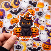 Autocollants d'Halloween personnalisés en vinyle imperméable : Citrouille, Fantôme, Chat Noir, Chauve-souris – Idéaux pour Ordinateur Portable, Bouteille d'Eau et Cadeaux de Fête d'Halloween