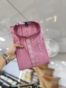 Kurta Tradicional de Moda para Hombre, con Pedrería y Piel Sintética, Largo hasta la Rodilla, para Bodas y Fiestas, con Conjunto de Pijama Blanco - Product Image 2