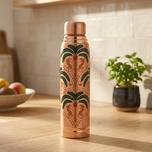Thermos en cuivre, design palmier bohème, bouteille d'eau portable de voyage - Product Image 4