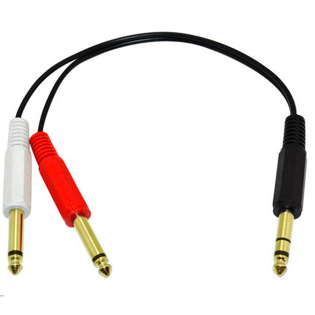 D3754 30cm 0.3m length 6.35mm stereo male to dual 2 x 6.35mm mono male audio splitter cable