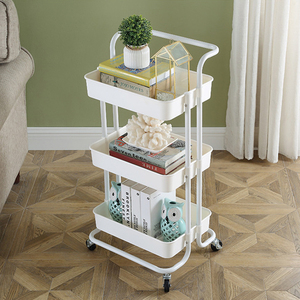3 Tiers Height Adjustable <strong>Storage</strong> Rack Trolley Sturdy <strong>Slim</strong> Rolling Trolley with Wheels for Kitchen <strong>Storage</strong> - Product Image 4