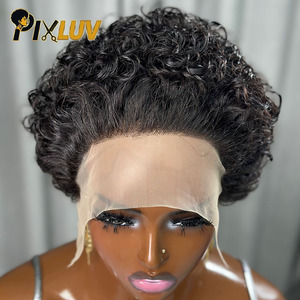 Perruque Chioma en promotion, perruque courte bouclée 13x4 HD avec dentelle transparente, noire naturelle, 100% cheveux humains bruts pour personnes noires - Product Image 4