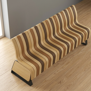 Banco de espera moderno de madera, largo y curvo, para aeropuertos, cómodo, de acero y contrachapado, marca LBN comercial de Vietnam, con aranceles reducidos - Product Image 3