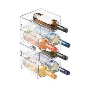 Ultra Modern Clear Bottle Wine Rack -stackable Wine Racks Home PC Storage Boxes & Bins Poly Bag Plastic Food Containers Square