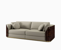 Luxuriöses Beige Ledersofa Hochwertige Moderne Wohnzimmermöbel für Elegante Heimdekoration Villa-Wohnzimmer