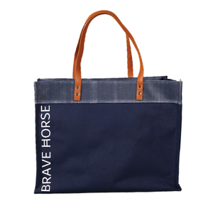 Custom New Fashion Cotton Shopping <b>Bag</b> <b>Large</b> <b>Canvas</b> Tote <b>Bag</b> With Leather Straps Handle - Product Image 2