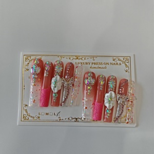 เล็บ<span class=keywords><strong>ปลอม</strong></span>คริสตัลหนาเจลนิ่มขนาด US เล็บ<span class=keywords><strong>ปลอม</strong></span>ทำด้วยมือหรูหราพลอยเทียม10ชิ้น - Product Image 5