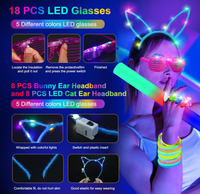 Bâtons lumineux néon en mousse, bracelets, colliers, serre-têtes oreilles de lapin, lunettes LED, lumières pour doigts pour Noël, Halloween, bars, soirées DJ, cadeaux et événements festifs