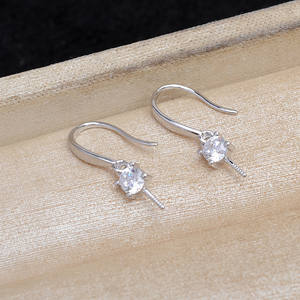 Accessoires de bijoux en argent 925 pour la création de bijoux en perles, JG5916, base de boucle d'oreille à pendentif, support vide semi-fini, 9-10 mm, taille de perle 3 mm, sac - Product Image 2