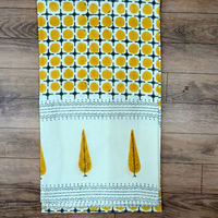 Nappe carrée longue en coton imprimé à la main, motif floral simple, écologique, personnalisable, imperméable, fabriquée en Inde