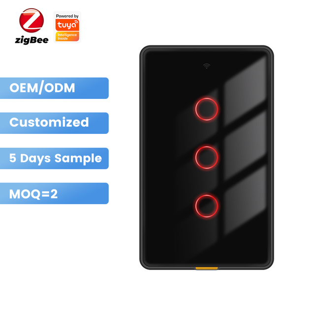 Tuya ZigBee Smart Light Switch US Touch Panel Switch Timing Voice Control for Alexa Google Home 110-24V