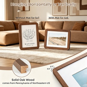 <span class=keywords><strong>Cadre</strong></span> photo en bois massif aux coins arrondis avec plexiglas HD pour montage mural ou sur table, esthétique minimaliste, décoration intérieure - Product Image 4