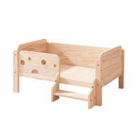 Lit pour animaux de compagnie moderne en bois massif avec garde-corps surélevé, canapé pour chiens âgés, compatible avec les robots aspirateurs, XL 114cm 110lbs