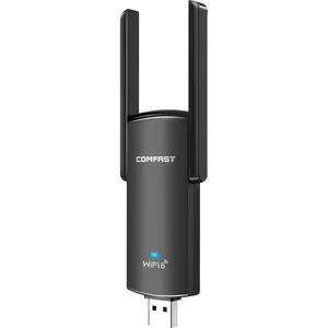 COMFAST อะแดปเตอร์ Wifi Wifi 6 USB,ตัวรับสัญญาณ WIFI เครือข่าย Wi-Fi การ์ด LAN สองย่านความถี่เชื่อมต่อกับคอมพิวเตอร์และไวไฟ CF-953AX
