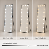Miroir sur pied Hollywood avec éclairage LED et interrupteur tactile pour chambre à coucher et hôtel