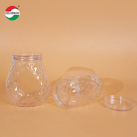 Nouvelle conception, pot en plastique PET en forme de larme de 670 ml, bouteille transparente, boîtes en plastique, emballage avec couvercles