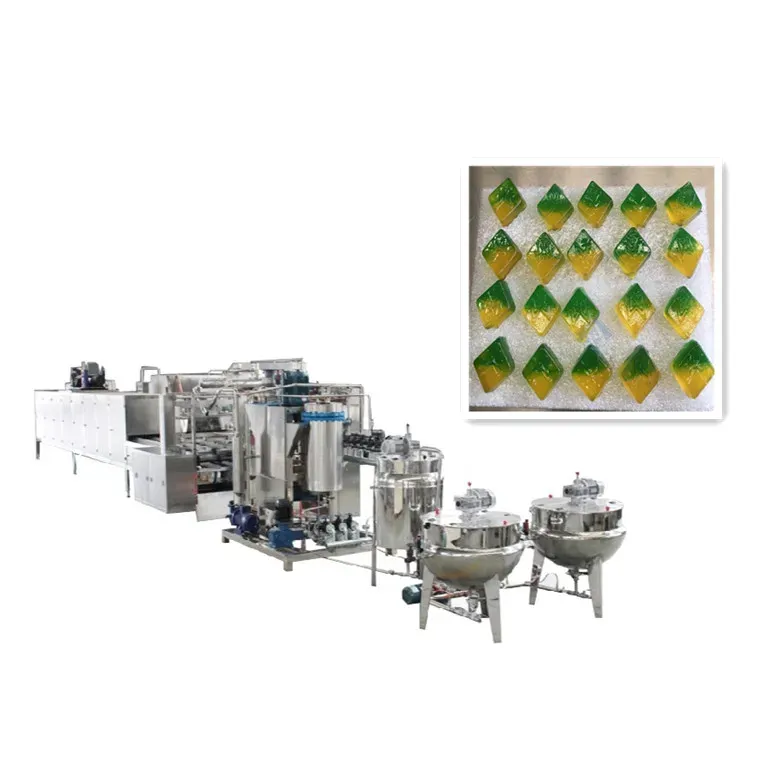 Línea de producción de máquina para hacer dulces de piruleta industrial automática de oso suave