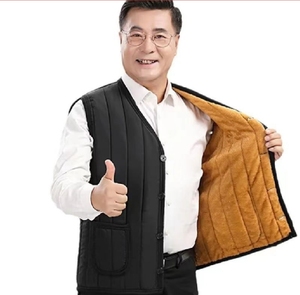 <span class=keywords><strong>Gilet</strong></span> en <span class=keywords><strong>velours</strong></span> pour hommes haut de gamme avec doublure en fourrure <span class=keywords><strong>Gilet</strong></span> à col en V Coton épaissi pour les costumes d'hiver Style papa - Product Image 2