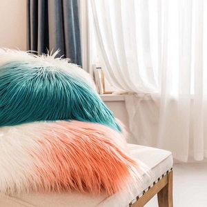 Decorative Luxury Series Plush Throw Pillow Case Mongolian <strong>Faux</strong> <strong>Fur</strong> Sofa <strong>Cushion</strong> <strong>Cover</strong> - Product Image 4