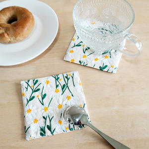 Posavasos Rectangular de Lino y Algodón con Bordado de Margaritas, Aislante del Calor, para Tazas de Té - Product Image 4