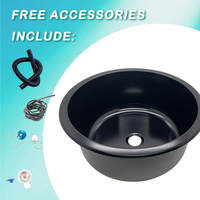 Évier de cuisine JDA SUS304 noir nano-revêtu pour camping-car, bac unique 345x145mm, formage par estampage pour camping-car, bateau, yacht, marine, voyage