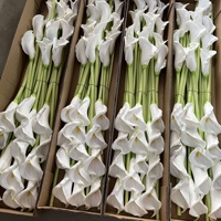 Buket Bunga Calla Lily PU Artifisial untuk Dekorasi Pernikahan, Bunga Tiruan Realistis dengan Sentuhan Alami