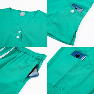 Women <b>Scrub</b> Suit Set Moisture Wicking V Neck Short Sleeve Split Uniform Hospital Work <b>Clothes</b> For Medical Spa Beauty Use - Product Image 2