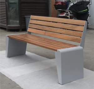 Muebles <span class=keywords><strong>de</strong></span> exterior Banco <span class=keywords><strong>de</strong></span> <span class=keywords><strong>madera</strong></span> para sentarse Parque público <span class=keywords><strong>Madera</strong></span> recuperada y metal Banco alto Asientos Exterior Jardín Patio Asiento Banco - Product Image 3