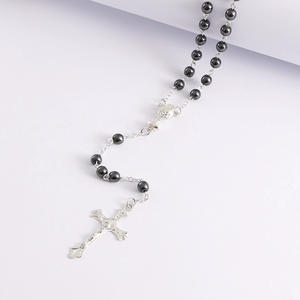 Komi vente chaude chapelet noir calculs biliaires colliers jésus vierge marie catholique religieux chapelet collier pour Pary - Product Image 5