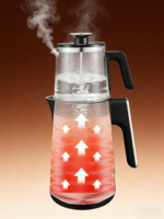 Bouilloire électrique intelligente pour mère et enfant, bouilloire à double pot avec affichage numérique, théière supérieure en verre borosilicate de haute qualité