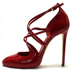 लक्जरी सुरुचिपूर्ण कारखाना प्रत्यक्ष महिला लाल पेटेंट चमड़े के पम्प स्ट्रैपी टेसी पैर की अंगुली उच्च एड़ी कस्टम लोगो कार्यालय पार्टी थोक - Product Image 1