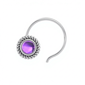 Joyería India de Plata de Ley 925 con Amatista Redonda, Set de Piercings para la Nariz, Joyería de Piedras Preciosas con Acabado Artesanal para Mujeres y Niñas - Product Image 1
