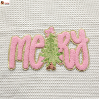 Nouvelle conception 2026 – Patch thermocollant personnalisé pour vêtements, broderie de sapins de Noël, grand motif en sequins et chenille