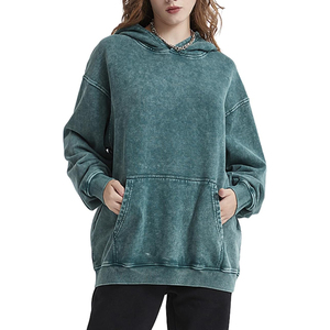 Sudadera Larga de Algodón para Mujer, Invierno 2025, Sin Bolsillos, Personalizada, Lisa, Lavada al Ácido, Desgastada, Bordada en la Parte Delantera, Transpirable, de Secado Rápido - Product Image 1