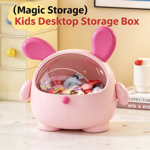 Boîte de rangement de bureau en plastique en forme de lapin de dessin animé avec ouverture large pour pinces à cheveux, barrettes et bibelots - Product Image 2