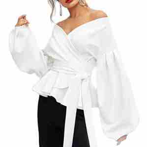 Off Spalla Camicette da Donna Primavera Nuovi Arrivi di Modo del Manicotto Della Lanterna Bianco T-shirt da Donna <span class=keywords><strong>Sexy</strong></span> Delle Parti Superiori Delle Donne Abbigliamento - Product Image 5