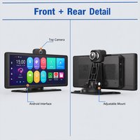 Moniteur DVR de voiture Android 2CH à double objectif de 10,26 pouces avec Apple CarPlay, Android Auto, GPS, WiFi, écran tactile pour véhicules 12-36V