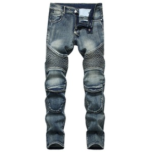 Venta al por mayor Rodilleras para montar Jeans Pantalones vaqueros de motocicleta nostálgicos Pantalones ajustados para <span class=keywords><strong>hombre</strong></span> - Product Image 5