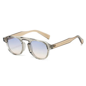 Montature per Occhiali Retrò Rotonde in TR90 con <span class=keywords><strong>Lenti</strong></span> UV400 <span class=keywords><strong>Grigie</strong></span> AC, Occhiali <span class=keywords><strong>da</strong></span> <span class=keywords><strong>Sole</strong></span> Unisex alla Moda - Product Image 2