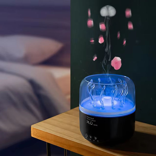 Jellyfish Rotating Spray Humidifier | Ultrasonic Essential Oil Diffuser with Night Light | Home Aromatherapy – orangles Qatar