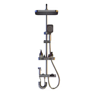 <span class=keywords><strong>Colonne</strong></span> <span class=keywords><strong>de</strong></span> <span class=keywords><strong>douche</strong></span> murale <span class=keywords><strong>de</strong></span> luxe gris anthracite avec affichage numérique LED, touches piano, en laiton, ensemble mitigeur pluie 4 voies - Product Image 6