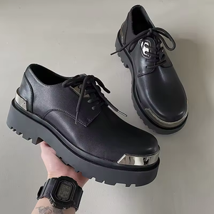 Men's Casual Genuine Leather Shoes British-Style Winter Derby with Thick Sole Breathable Comfortable for Business <b>Dress</b> Shoes - Product Image 2