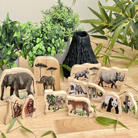 Ensemble de figurines d'animaux en bois en voie d'extinction, jouets éducatifs préscolaires pour enfants