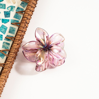 Pince à cheveux multifonction pour femme, motif hibiscus léopard dégradé semi-transparent, en plastique respirant, 8 cm, fleur hawaïenne