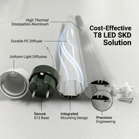 Kit SKD T8 LED Grow Light Housing Semi-Démontable IP65 Étanche Dissipation Thermique pour Éclairage de Plantes